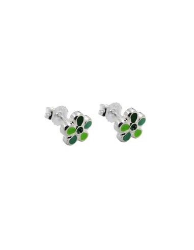 Stud Örhängen Green Flower Silver 925