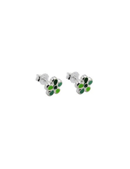 Stud Örhängen Green Flower Silver 925