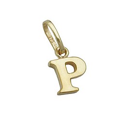 pendant 8x6mm initiale p shiny 9k gold