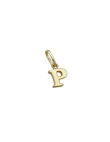 pendant 8x6mm initiale p shiny 9k gold