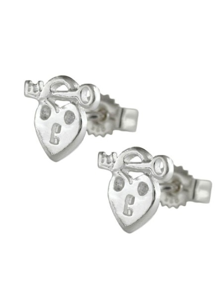 Stud Örhängen Heart With Key Silver 925