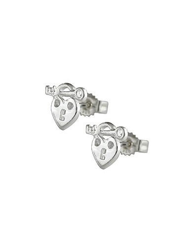 Stud Örhängen Heart With Key Silver 925