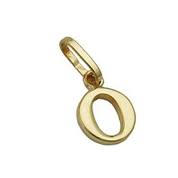 pendant 8x6mm initiale o shiny 9k gold