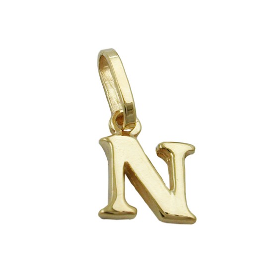 pendant 8x6mm initiale n shiny 9k gold