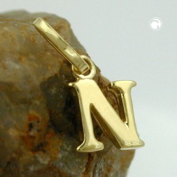 pendant 8x6mm initiale n shiny 9k gold