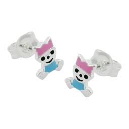 Stud Örhängen Little King Pink/ Blue Silver 925