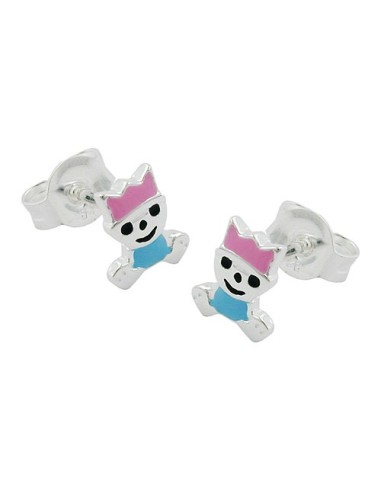 Stud Örhängen Little King Pink/ Blue Silver 925