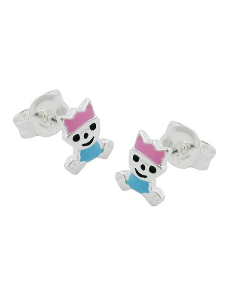 Stud Örhängen Little King Pink/ Blue Silver 925