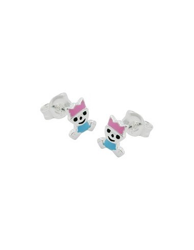 Stud Örhängen Little King Pink/ Blue Silver 925