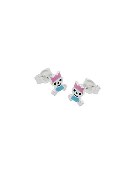 Stud Örhängen Little King Pink/ Blue Silver 925