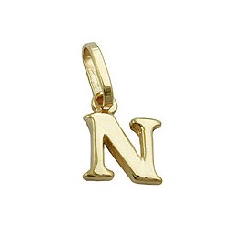 pendant 8x6mm initiale n shiny 9k gold