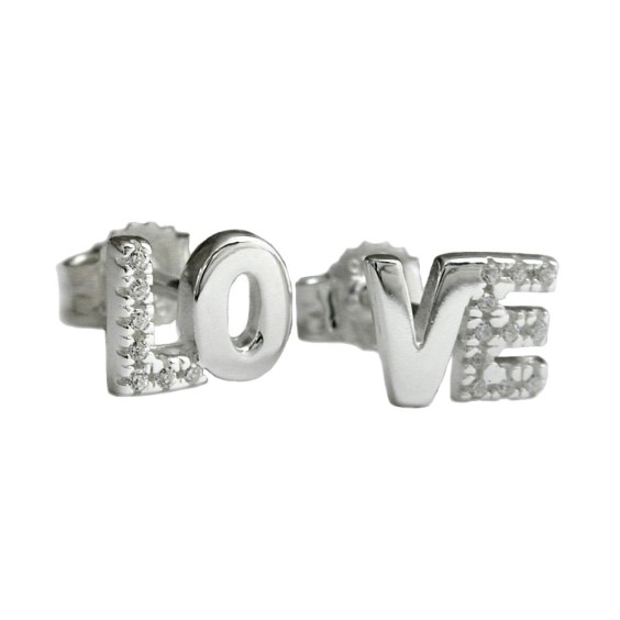 Stud Örhängen Love Zirconia Silver 925