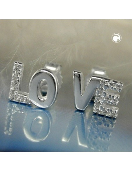 Stud Örhängen Love Zirconia Silver 925