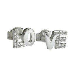 Stud Örhängen Love Zirconia Silver 925
