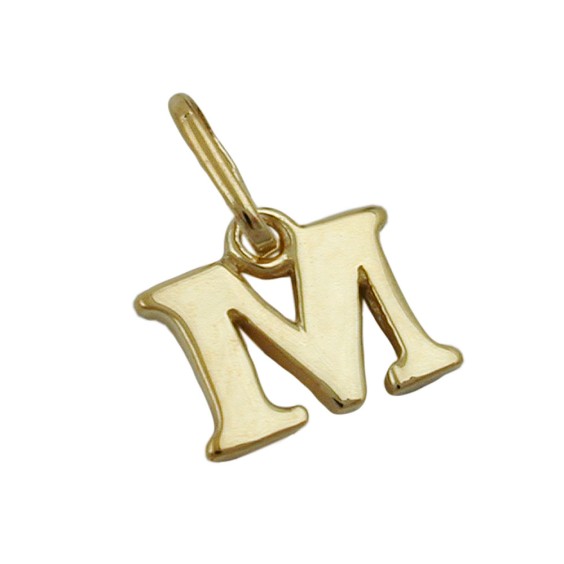 pendant 7x8mm initiale m shiny 9k gold