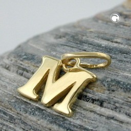 pendant 7x8mm initiale m shiny 9k gold