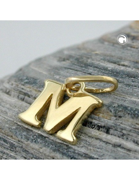 pendant 7x8mm initiale m shiny 9k gold