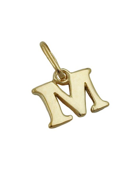 pendant 7x8mm initiale m shiny 9k gold