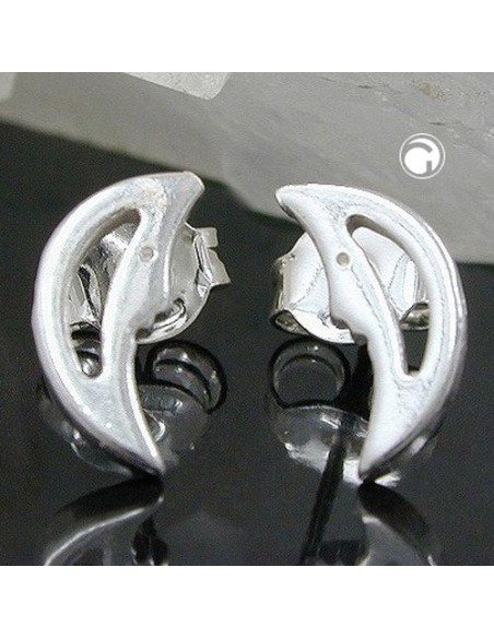 Stud Örhängen Moon With Face Silver 925