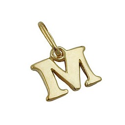 pendant 7x8mm initiale m shiny 9k gold