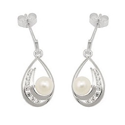 Stud Örhängen Pearl Zirconia Silver 925