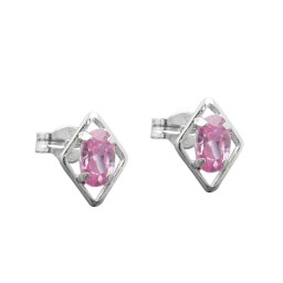 Stud Örhängen Pink Zirconia Silver 925