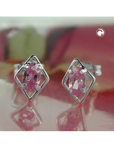 Stud Örhängen Pink Zirconia Silver 925