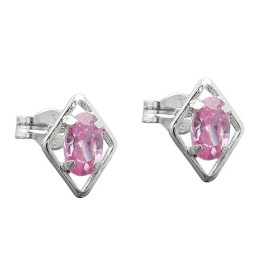 Stud Örhängen Pink Zirconia Silver 925