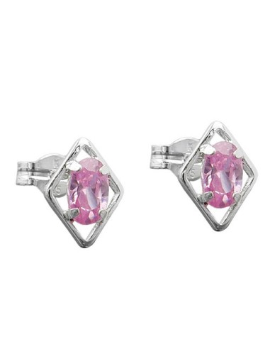 Stud Örhängen Pink Zirconia Silver 925