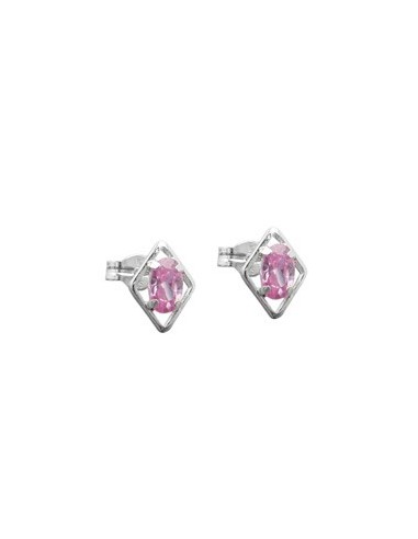 Stud Örhängen Pink Zirconia Silver 925