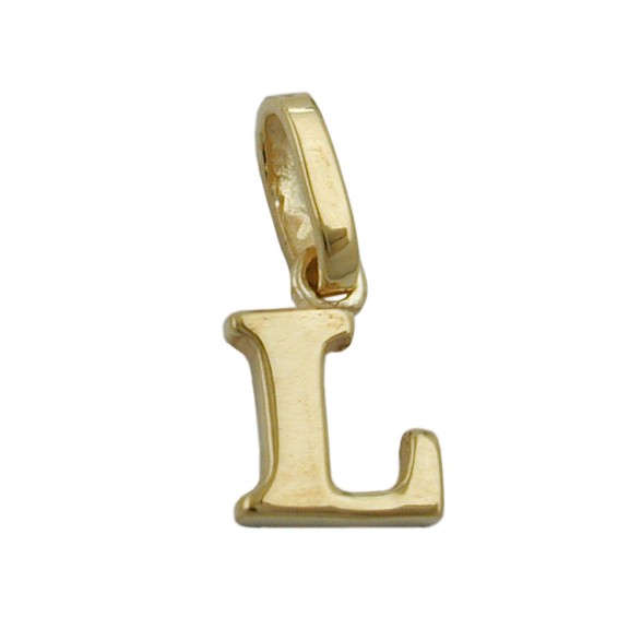 pendant 7x5mm initiale l shiny 9k gold