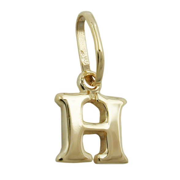 pendant 8x7mm initiale h shiny 9k gold