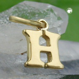 pendant 8x7mm initiale h shiny 9k gold