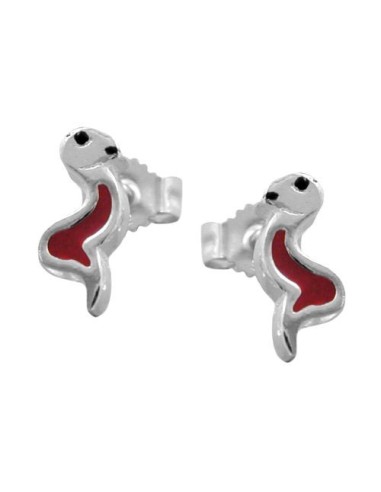 Stud Örhängen Snake Red/ Black Silver 925