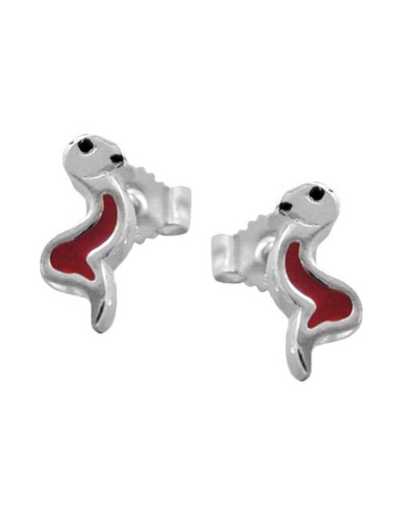 Stud Örhängen Snake Red/ Black Silver 925