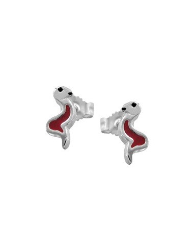 Stud Örhängen Snake Red/ Black Silver 925