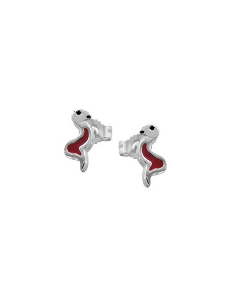 Stud Örhängen Snake Red/ Black Silver 925