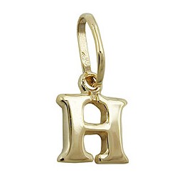 pendant 8x7mm initiale h shiny 9k gold