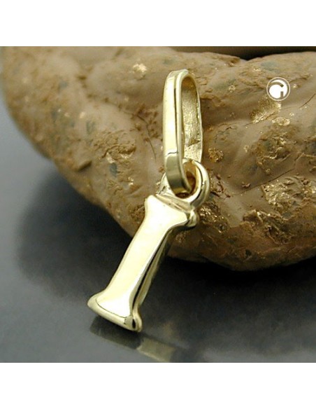 pendant 8x3mm initiale i shiny 9k gold
