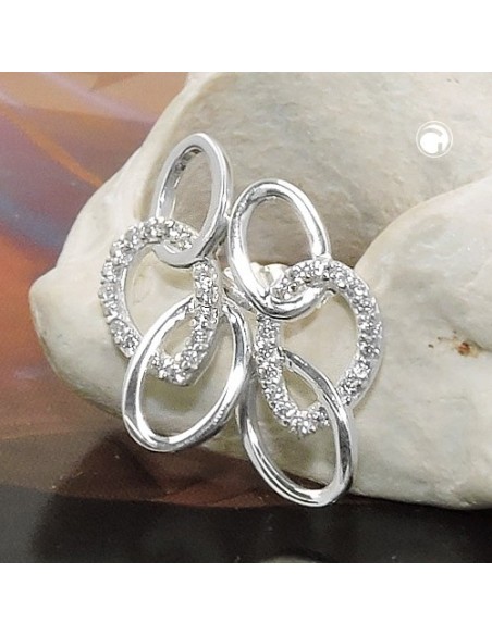 Stud Örhängen With 3 Ellipses Silver 925