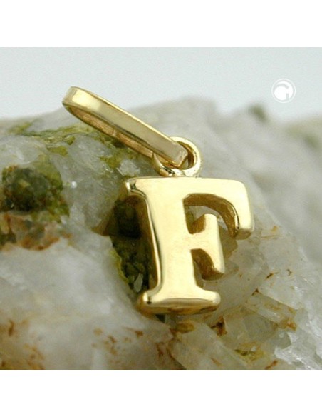 pendant 8x5,5mm initiale f shiny 9k gold