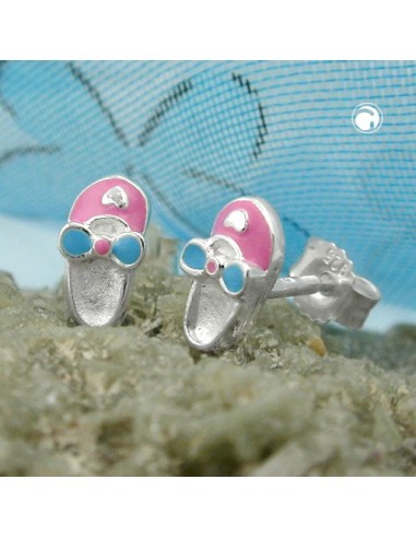 Studs Slipper Pink-Light Blue Silver 925