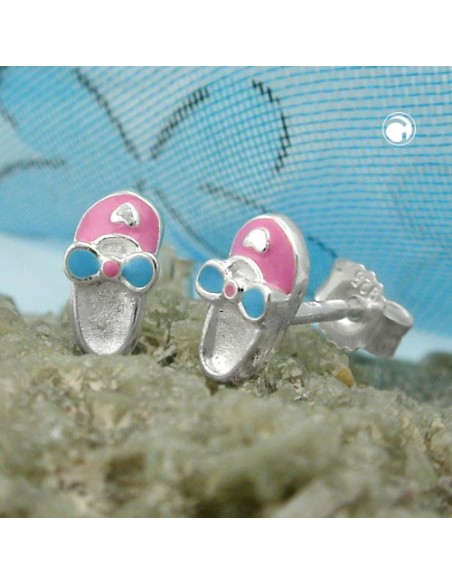 Studs Slipper Pink-Light Blue Silver 925