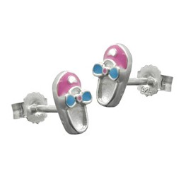 Studs Slipper Pink-Light Blue Silver 925