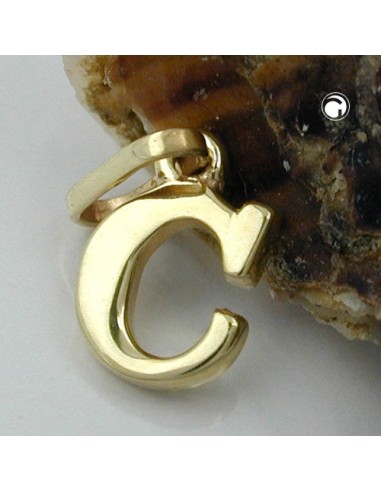pendant 8x5mm initiale c shiny 9k gold