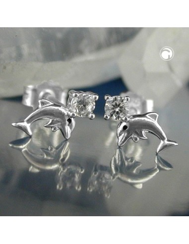 Studörhängen Dolphins With Zirconia Silver 925