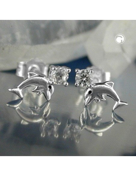 Studörhängen Dolphins With Zirconia Silver 925