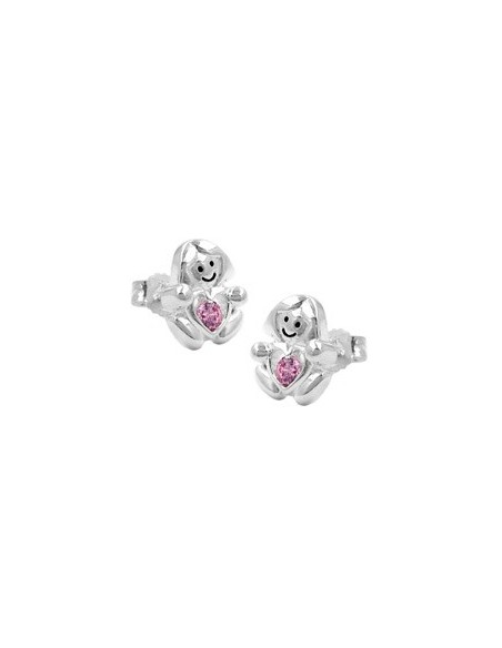 Studörhängen Girl With A Little Pink Heart Silver 925