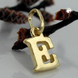 pendant 8x5,5mm initiale e shiny 9k gold