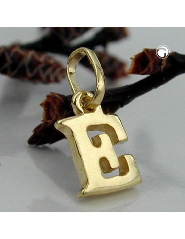pendant 8x5,5mm initiale e shiny 9k gold